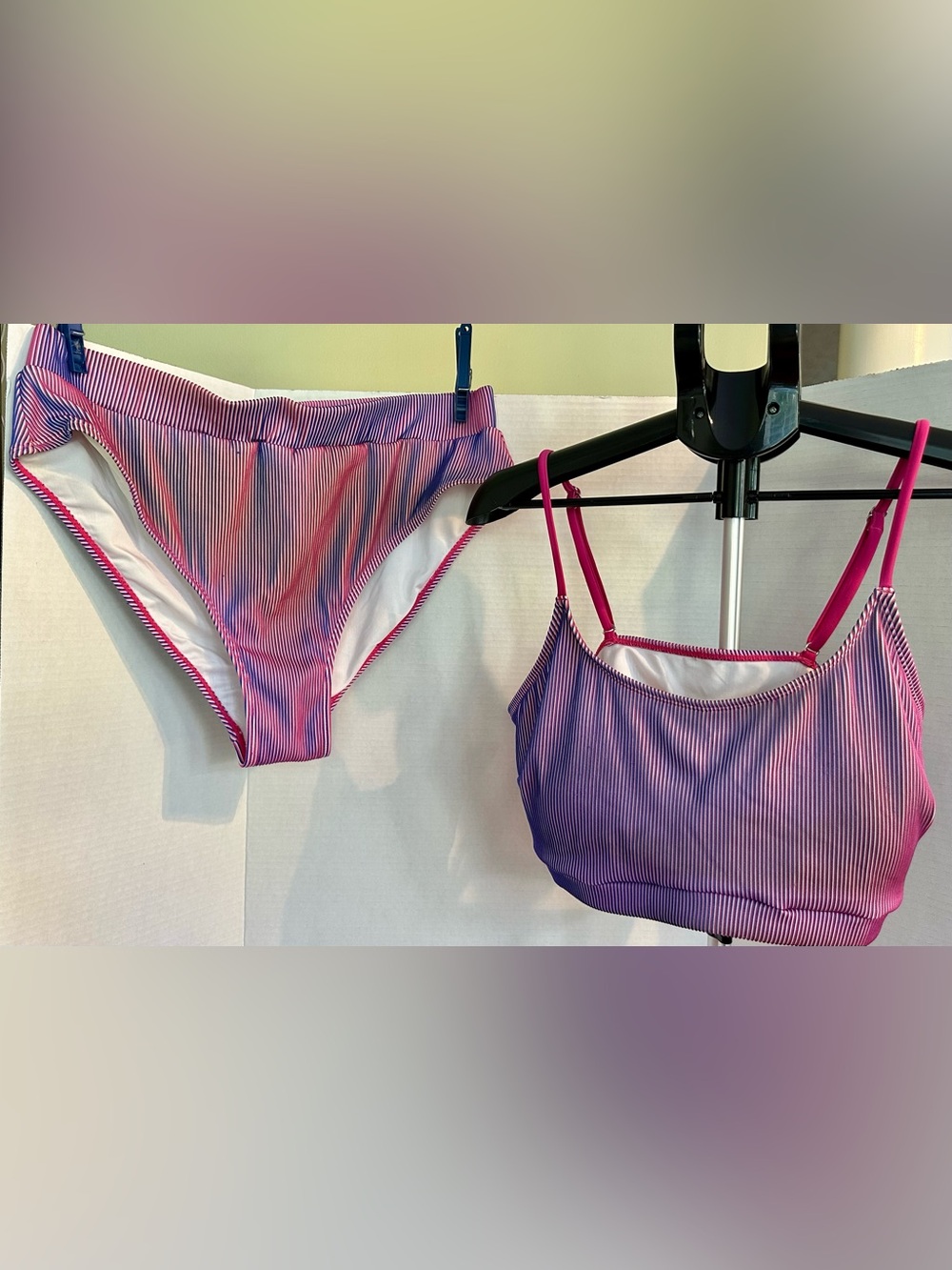 Zaful Pink and Purple Striped Bikini Set
